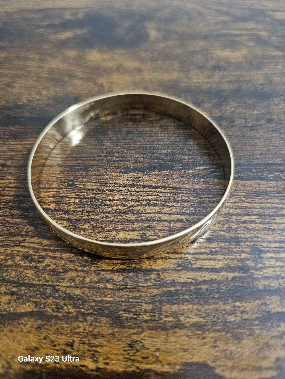 Engraved Gold-Tone Color Bangle Bracelet